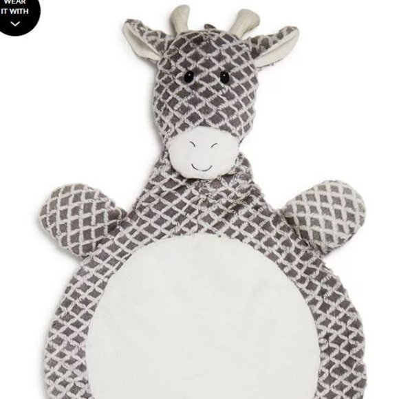 BESTEVER Plush Plaid Giraffe Baby Play Mat in Neutral Light Grey Unisex NWT - Picture 1 of 4
